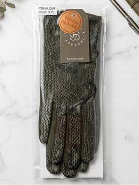 Janice Apparel Unisex Olive Snakeskin Touch Gloves